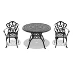 3-Piece Cast Aluminum Patio Dining Set, Black Rust Resistant Frame with Water Resistant Cushions