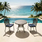 3-Piece Cast Aluminum Patio Dining Set, Black Rust Resistant Frame with Water Resistant Cushions