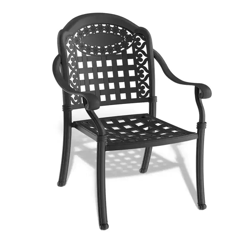 3-Piece Cast Aluminum Patio Dining Set, Black Rust Resistant Frame with Water Resistant Cushions