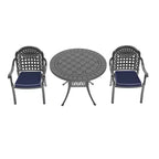 3-Piece Cast Aluminum Patio Dining Set, Black Rust Resistant Frame with Water Resistant Cushions