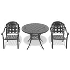 3-Piece Cast Aluminum Patio Dining Set, Black Rust Resistant Frame with Water Resistant Cushions