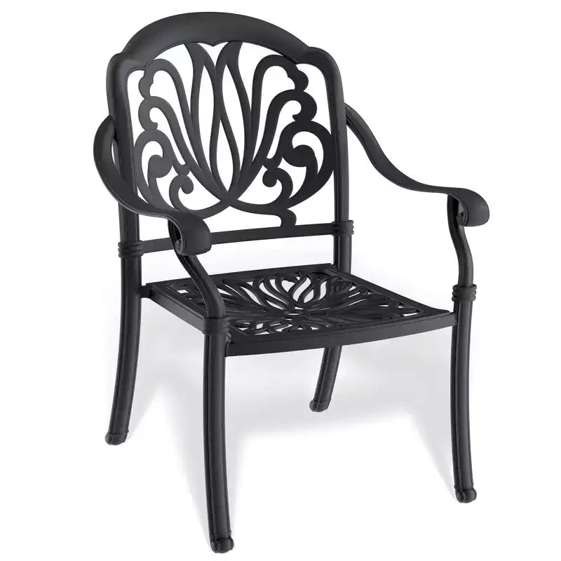 3-Piece Cast Aluminum Patio Dining Set, Black Rust Resistant Frame with Water Resistant Cushions