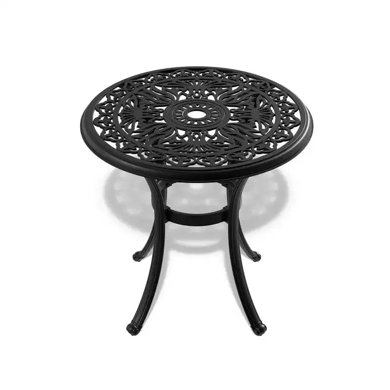 3-Piece Cast Aluminum Patio Dining Set, Black Rust Resistant Frame with Water Resistant Cushions