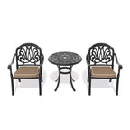 3-Piece Cast Aluminum Patio Dining Set, Black Rust Resistant Frame with Water Resistant Cushions