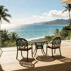 3-Piece Cast Aluminum Patio Dining Set, Black Rust Resistant Frame with Water Resistant Cushions