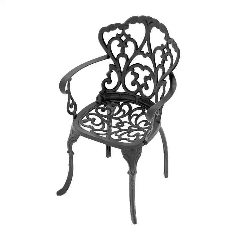 3-Piece Cast Aluminum Patio Dining Set, Black Rust Resistant Frame with Water Resistant Cushions