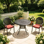 3-Piece Cast Aluminum Patio Dining Set, Black Rust Resistant Frame with Water Resistant Cushions