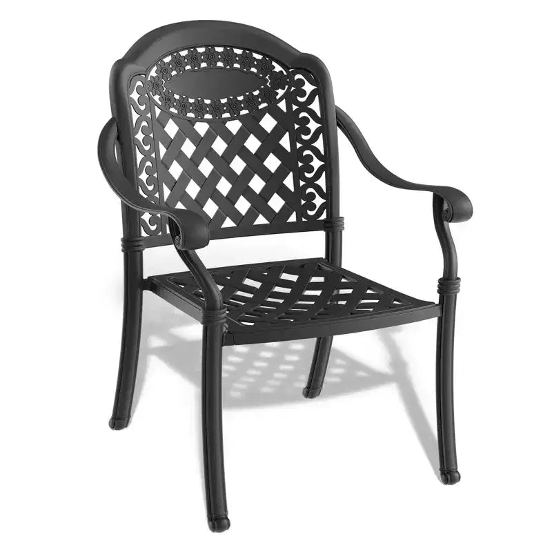 3-Piece Cast Aluminum Patio Dining Set, Black Rust Resistant Frame with Water Resistant Cushions
