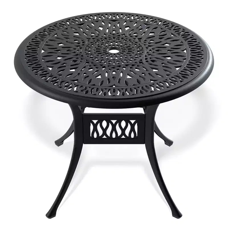 3-Piece Cast Aluminum Patio Dining Set, Black Rust Resistant Frame with Water Resistant Cushions