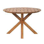 ModernLuxe 5pcs Outdoor Acacia Wood Round Dining Table Set, 47 Patio Table with 4 Cushioned Barrel Chairs for Garden/Patio/Backyard