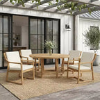 GDFStudio Rhodes 5-Piece Acacia Wood Patio Dining Set with Umbrella Hole
