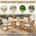 GDFStudio Rhodes 5-Piece Acacia Wood Patio Dining Set with Umbrella Hole