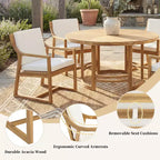 GDFStudio Rhodes 5-Piece Acacia Wood Patio Dining Set with Umbrella Hole