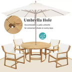 GDFStudio Rhodes 5-Piece Acacia Wood Patio Dining Set with Umbrella Hole