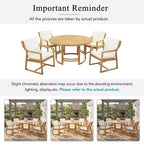 GDFStudio Rhodes 5-Piece Acacia Wood Patio Dining Set with Umbrella Hole