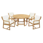 GDFStudio Rhodes 5-Piece Acacia Wood Patio Dining Set with Umbrella Hole