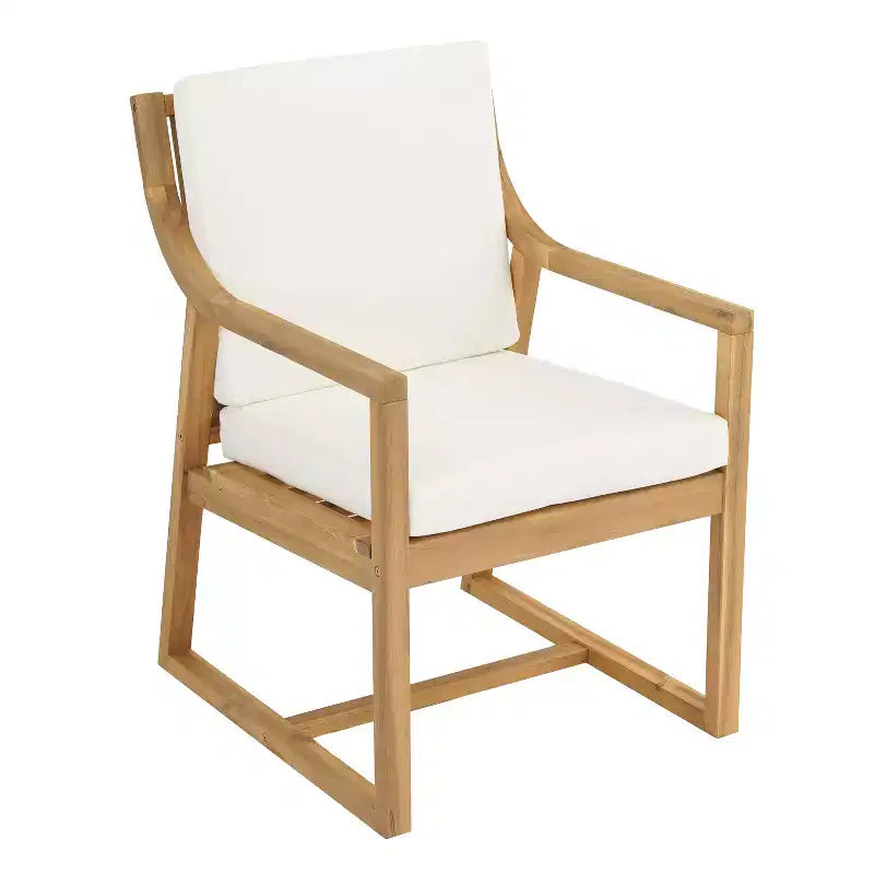 GDFStudio Rhodes 5-Piece Acacia Wood Patio Dining Set with Umbrella Hole