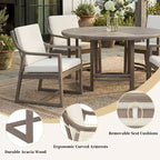GDFStudio Rhodes 5-Piece Acacia Wood Patio Dining Set with Umbrella Hole