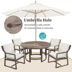 GDFStudio Rhodes 5-Piece Acacia Wood Patio Dining Set with Umbrella Hole