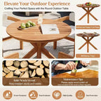Christopher Knight Home Sandy 5 Piece Rustic Outdoor Acacia Wood Dining Set with 4 Barrel Upholstered Chairs and 1 Round Slatted Table