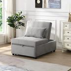 Divano letto con pouf pieghevole - grigio