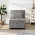 Divano letto con pouf pieghevole - grigio