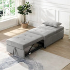 Divano letto con pouf pieghevole - grigio