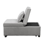 Divano letto con pouf pieghevole - grigio