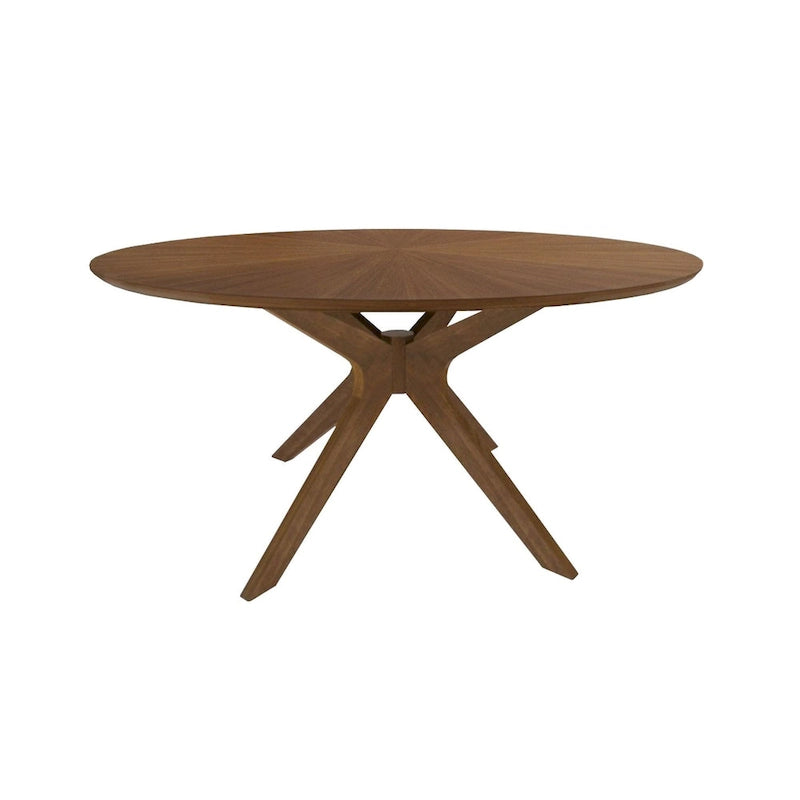 Modern Large 59 Round Walnut Dining Table