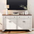 59 Farmhouse TV Stand for 65 inch TV, Wood Entertainment Center with 2 Drawers and Storage Cabinets, Adjustable Shelves