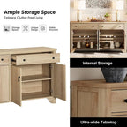 59-Zoll-Farmhouse-TV-Ständer für 65-Zoll-Fernseher, Entertainment-Center aus Holz mit 2 Schubladen und Aufbewahrungsschränken, verstellbare Regalböden