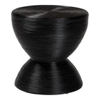 Beistelltisch aus laminiertem Natur-Rattan - Sanduhrtisch mit skulpturalem Design im Boho-Chic-Stil für das Wohnzimmer