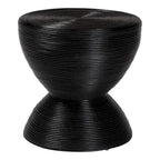 Beistelltisch aus laminiertem Natur-Rattan - Sanduhrtisch mit skulpturalem Design im Boho-Chic-Stil für das Wohnzimmer