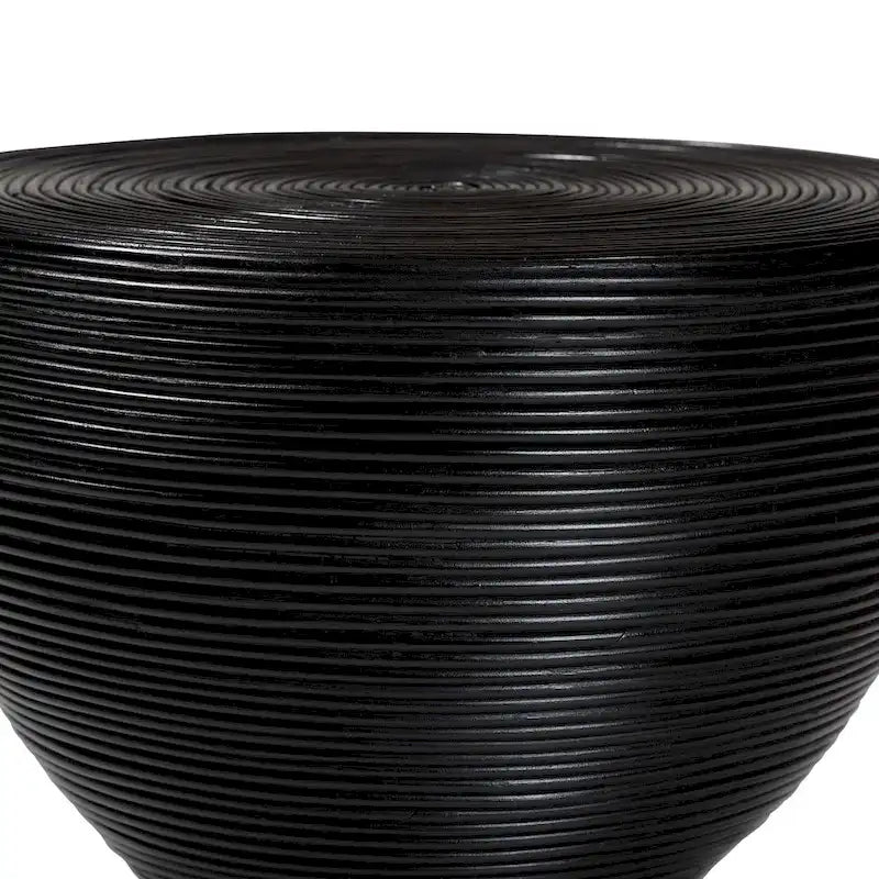 Laminated Natural Rattan Side Table - Hourglass Table with Sculptural Design, Boho Chic Style for Living Room