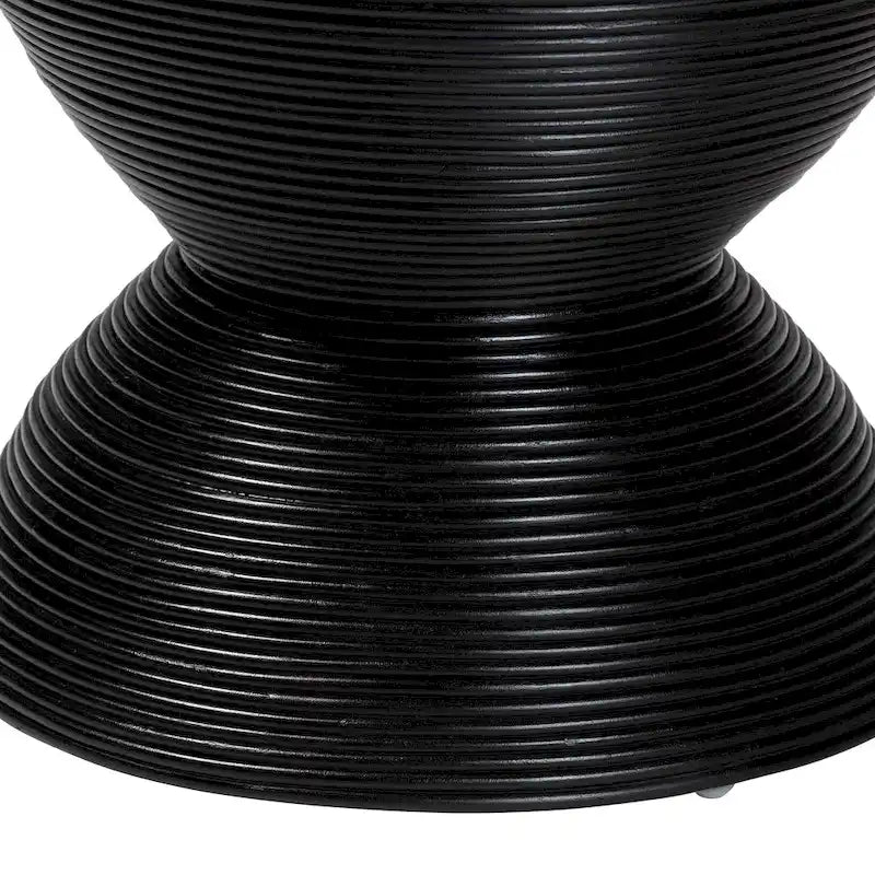 Laminated Natural Rattan Side Table - Hourglass Table with Sculptural Design, Boho Chic Style for Living Room