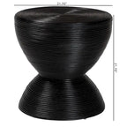 Beistelltisch aus laminiertem Natur-Rattan - Sanduhrtisch mit skulpturalem Design im Boho-Chic-Stil für das Wohnzimmer