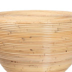 Beistelltisch aus laminiertem Natur-Rattan - Sanduhrtisch mit skulpturalem Design im Boho-Chic-Stil für das Wohnzimmer