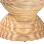 Beistelltisch aus laminiertem Natur-Rattan - Sanduhrtisch mit skulpturalem Design im Boho-Chic-Stil für das Wohnzimmer