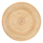 Beistelltisch aus laminiertem Natur-Rattan - Sanduhrtisch mit skulpturalem Design im Boho-Chic-Stil für das Wohnzimmer