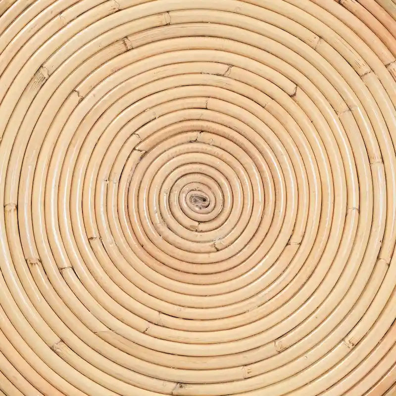 Laminated Natural Rattan Side Table - Hourglass Table with Sculptural Design, Boho Chic Style for Living Room