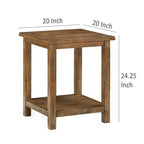 Beistelltisch, 1 Regalboden, Used-Look in Braun, quadratisch, 20 Zoll