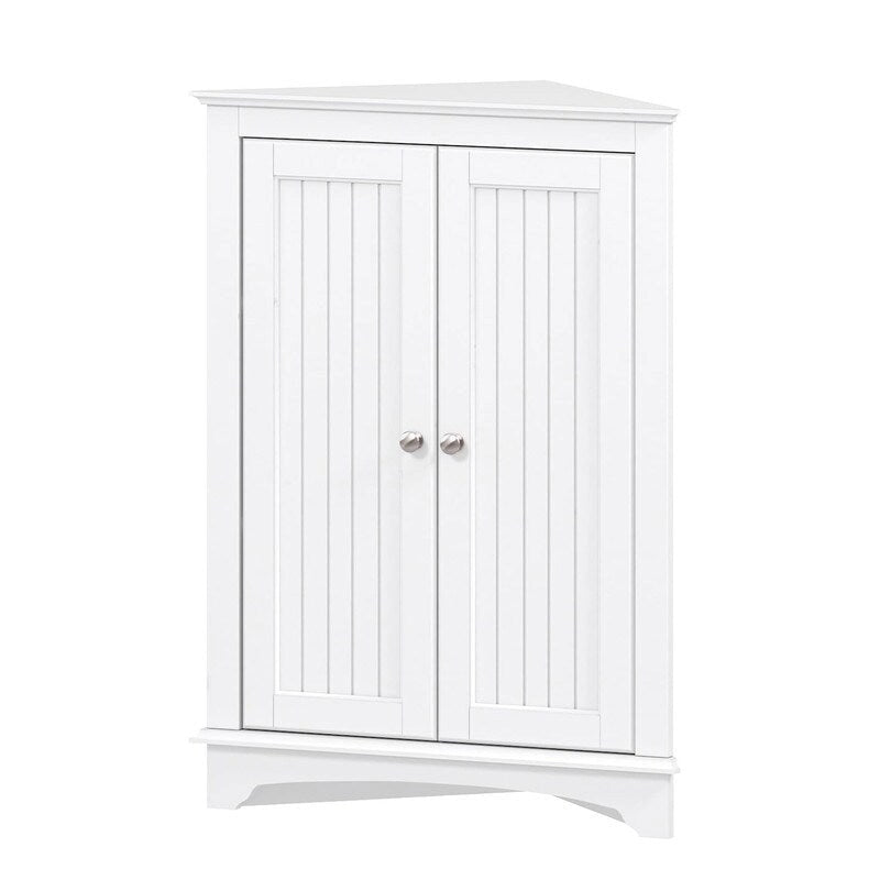 Home Floor Corner Cabinet with Two Doors and Shelves - 12.4D x 23.62W x 31.89H