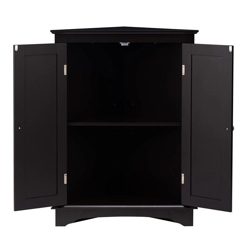 Home Floor Corner Cabinet with Two Doors and Shelves - 12.4D x 23.62W x 31.89H