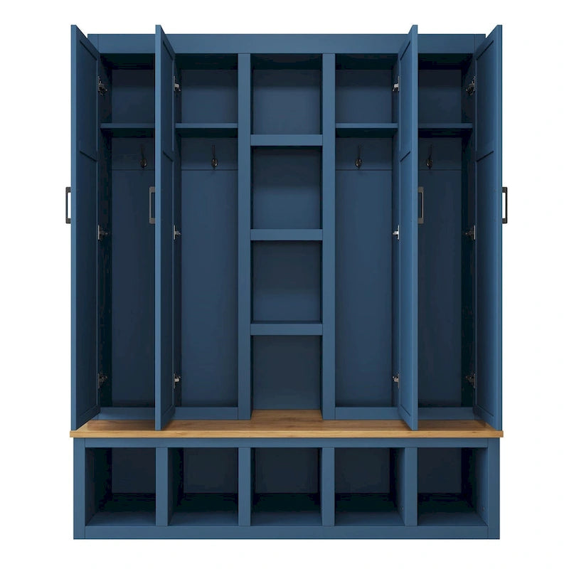 Farmhouse-Style 4-in-1 Hall Tree with Mudroom Bench