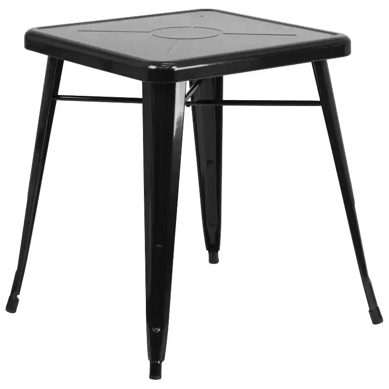 Flash Furniture Commercial Grade 23.75 Square Metal Indoor-Outdoor Table Set with 2 Stack Chairs