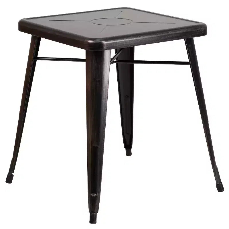 Flash Furniture Commercial Grade 23.75 Square Metal Indoor-Outdoor Table Set with 2 Stack Chairs
