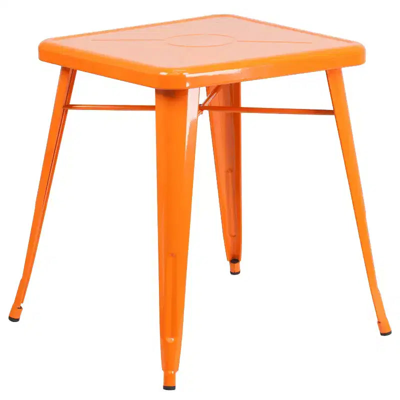 Flash Furniture Commercial Grade 23.75 Square Metal Indoor-Outdoor Table Set with 2 Stack Chairs