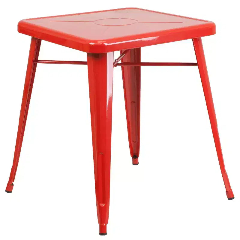 Flash Furniture Commercial Grade 23.75 Square Metal Indoor-Outdoor Table Set with 2 Stack Chairs
