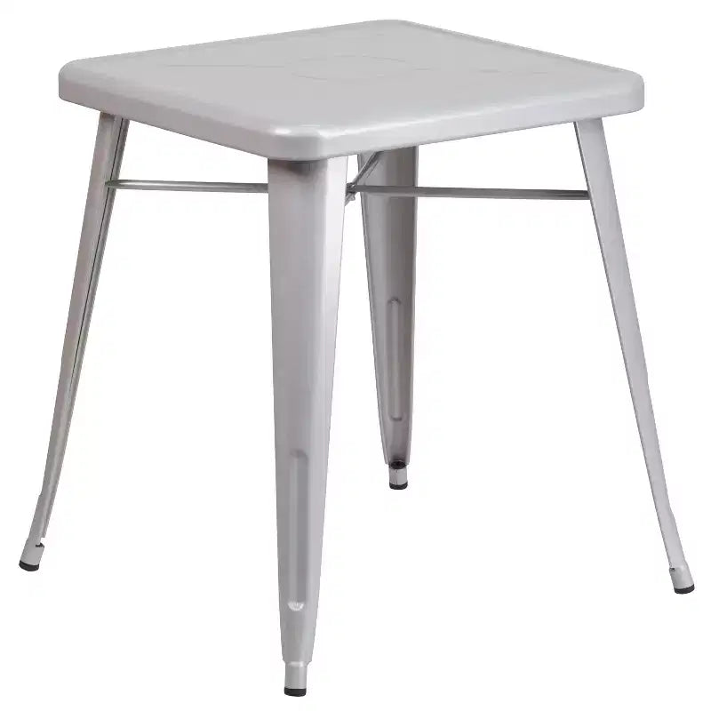 Flash Furniture Commercial Grade 23.75 Square Metal Indoor-Outdoor Table Set with 2 Stack Chairs