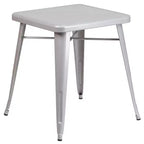 Flash Furniture Commercial Grade 23.75 Square Metal Indoor-Outdoor Table Set with 2 Stack Chairs